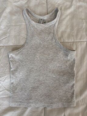 H&M Light Gray Ribbed Tank Top - Scoop Neck